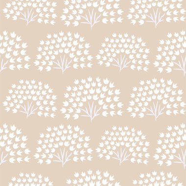Çimen bitkileriyle basit, pürüzsüz bir desen. Vektör pastel bej fanı arkaplanı terk eder.