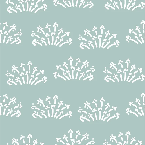 Patrón floral simple sin costura con plantas de hierba. Vector pastel fondo azul . — Archivo Imágenes Vectoriales
