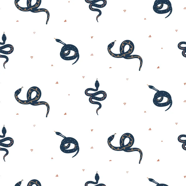 Dessin animé serpents bleu vecteur motif sans couture . — Image vectorielle