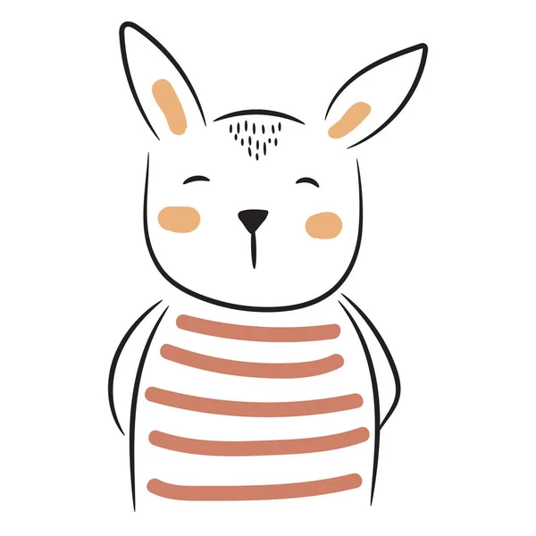 Jolie illustration de lapin doodle. Bébé animal dessiné à la main simple pour les impressions de vêtements . — Image vectorielle