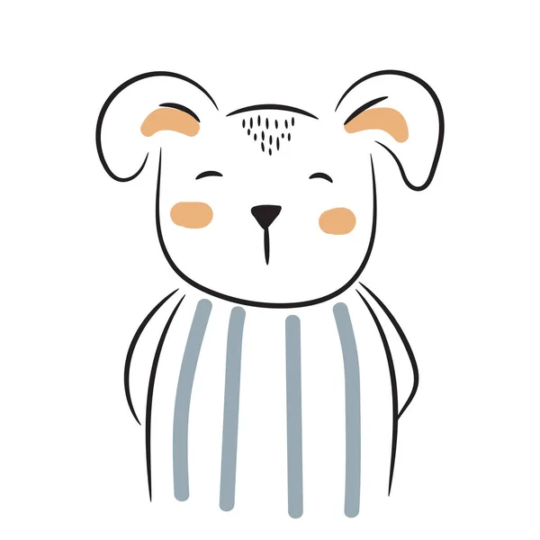Şirin karalama köpek resmi. Giysi izleri için basit bir el çizimi bebek hayvan.. — Stok Vektör