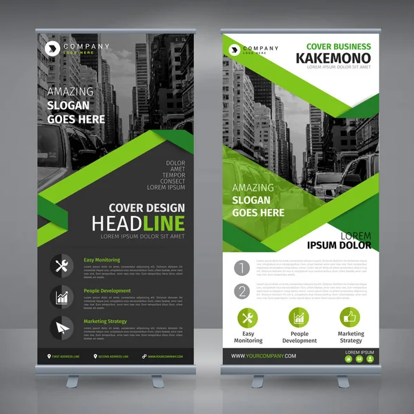 Elegante Green Business RollUp — Vetor de Stock