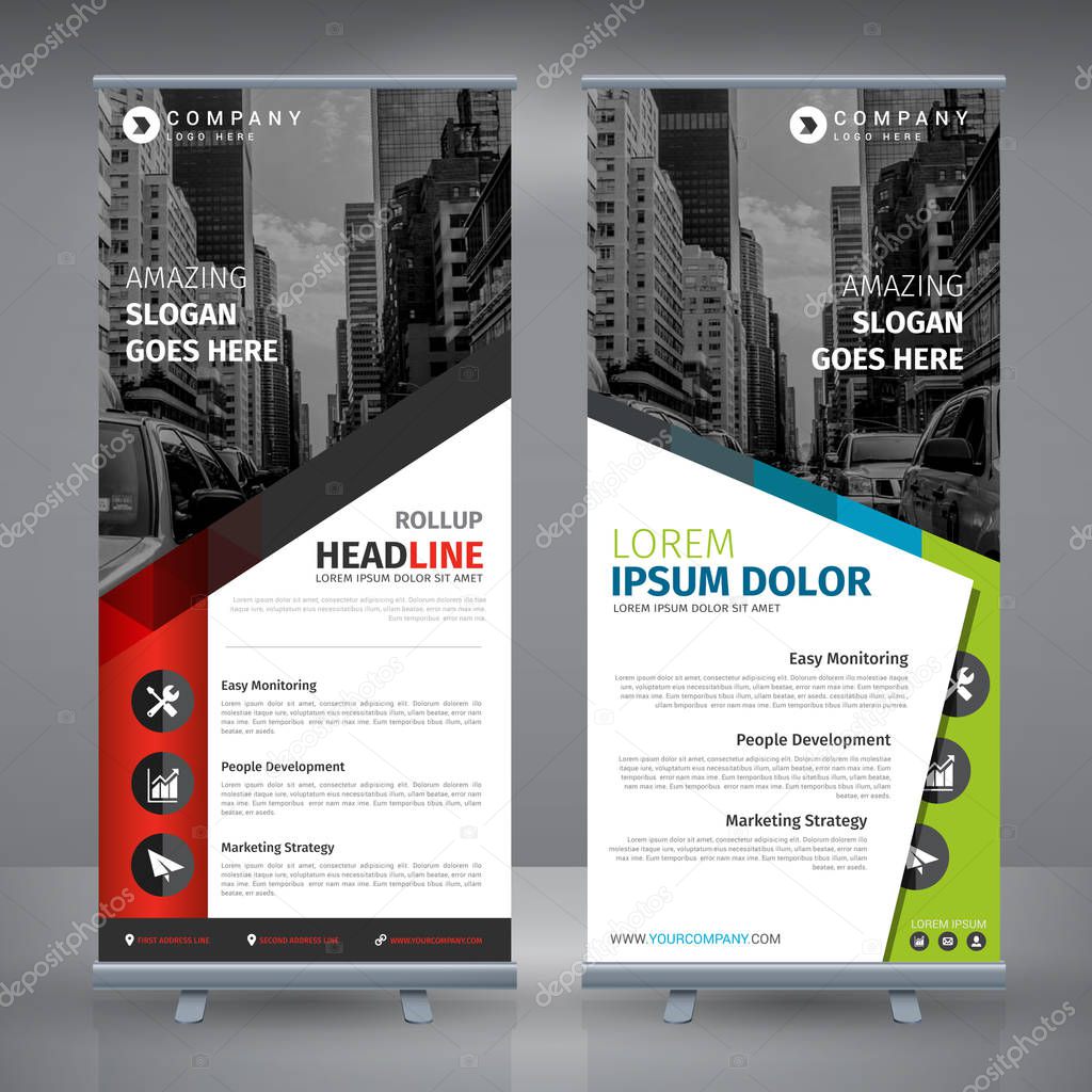 Red And Blue Business Roll Up