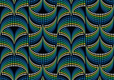 Sorunsuz optik illüzyon desen sarı ve mavi tonlarda noktalı.