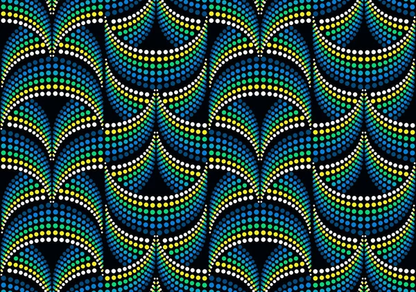 Seamless Optical Illusion Pattern with Dots in Yellow and Blue Tones. — Stock Vector