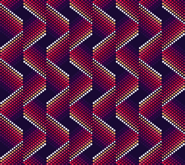 Patrón geométrico Zigzag sin costura con puntos de colores . — Archivo Imágenes Vectoriales