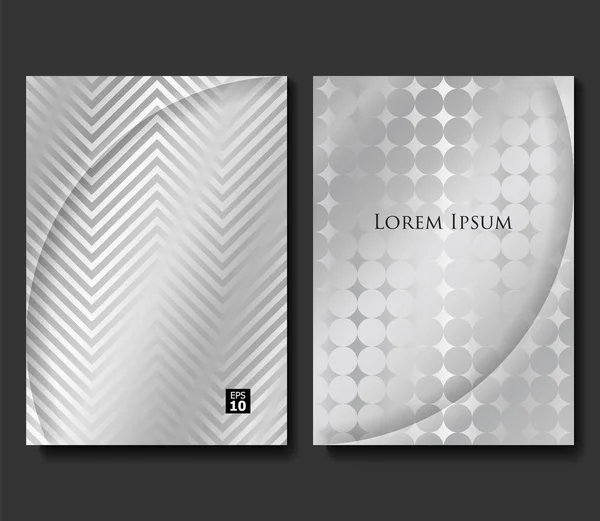 Set of Vector Geometric Templates. Silver Metallic Texture Background. — Stock Vector