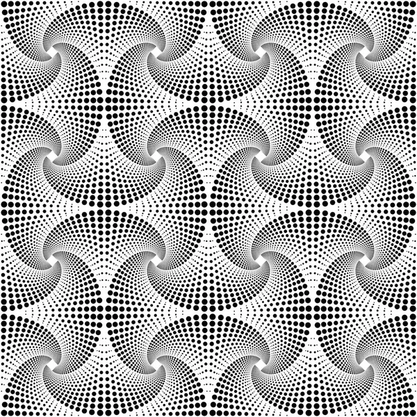 Spirál fekete-fehér pontokból álló geometriai Seamless Pattern. — Stock Vector