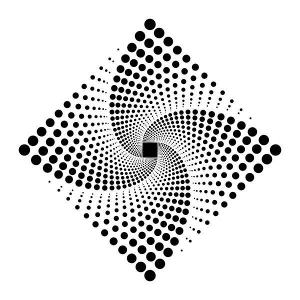 Rhombus Logo Design. Vector illustration of Spiral Monochrome Dots. — Stock Vector