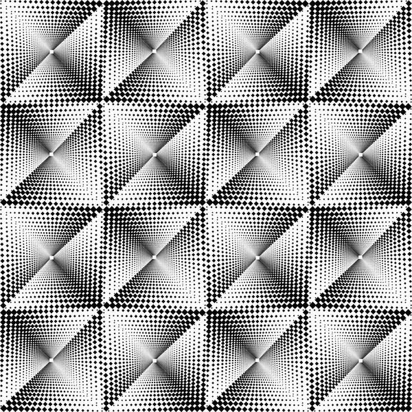 Schema geometrico senza cuciture Op Art di punti quadrati monocromatici . — Vettoriale Stock