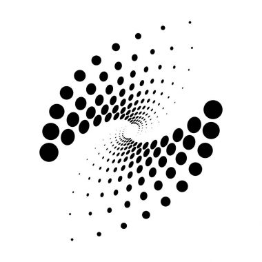 Oval Logo tasarımı. Sarmal tek renkli noktalar vektör çizim.