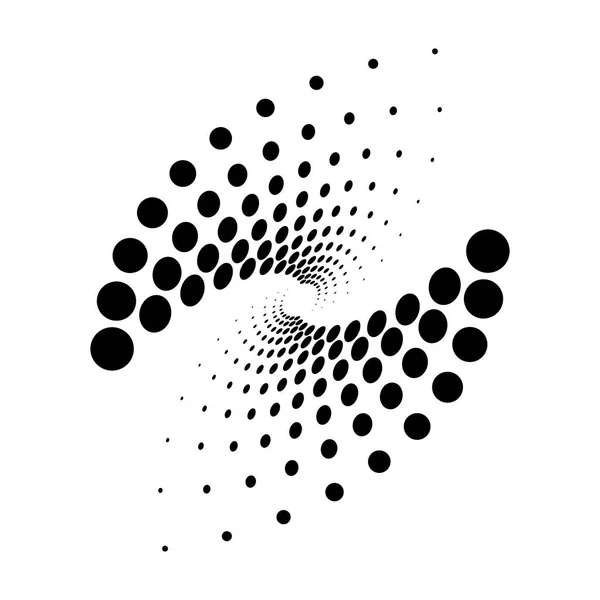 Oval Logo Design. Vector illustration of Spiral Monochrome Dots. — Stock Vector