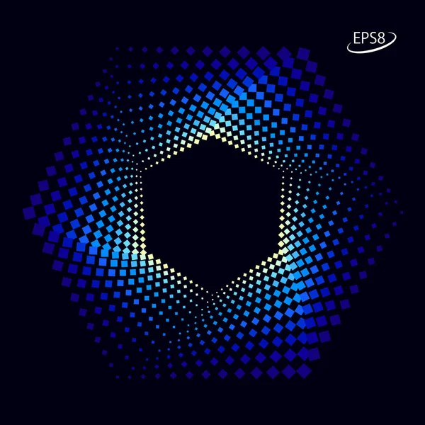 Дизайн гексагональної кадр квадратних точок в синіх тонах. — стоковий вектор