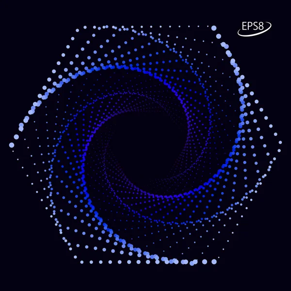 Дизайн гексагональної кадр спіраль точок в синіх тонах. — стоковий вектор