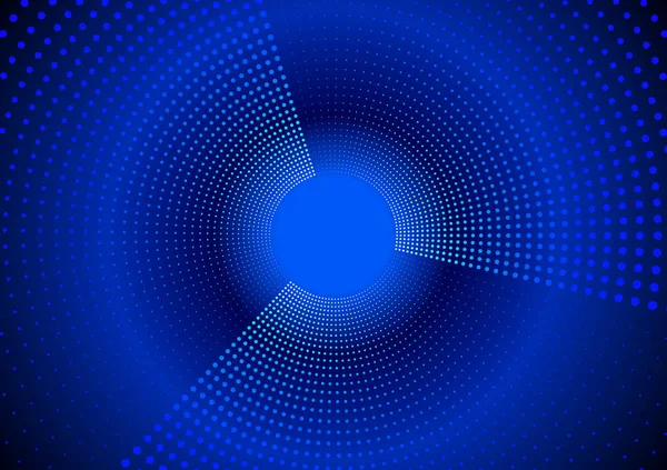 Resumen Hi Tech Fondo azul de puntos de medio tono radial . — Vector de stock