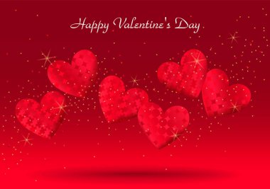 Kırmızı desenli kupa mutlu Sevgililer günü kutlama için yüzer. EPS 10 vektör.