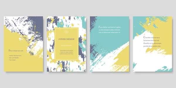 Conjunto Modelos Design Capa Com Pinceladas Grunge Fundo Vetorial Abstrato —  Vetores de Stock