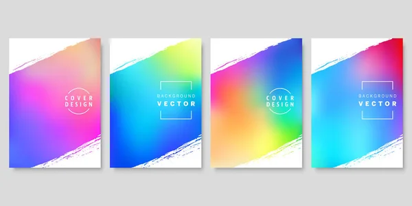 Állítsa Színes Gradient Háttér Ecsetvonásokkal Vektorburkolat Tervezési Sablonok — Stock Vector