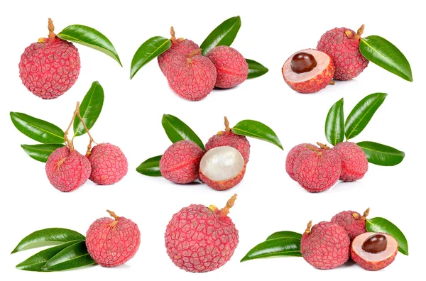 Lychee o Litchi aislados en el blanco — Foto de Stock