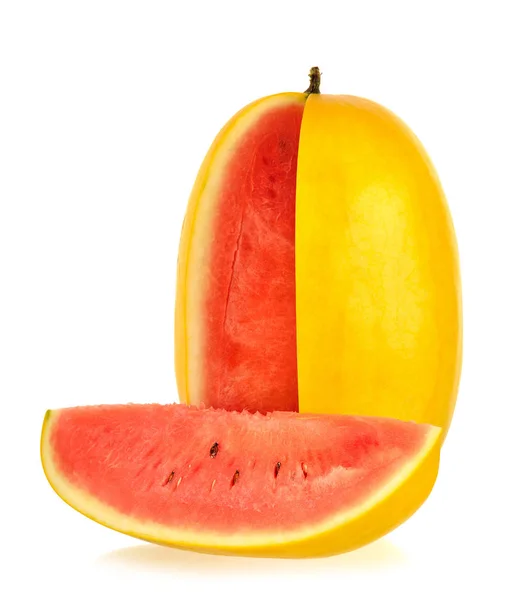 Geel Watermeloen geïsoleerd op de witte achtergrond — Stockfoto