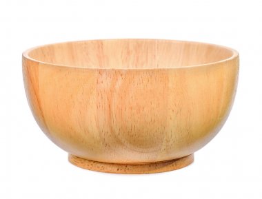 Ahşap kase beyaz arka plan üzerinde izole