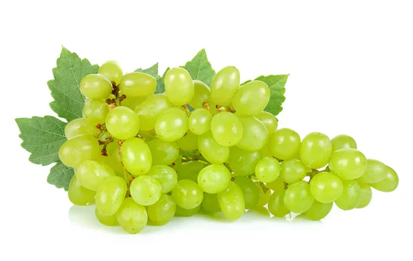 Zöld szőlő elszigetelt a fehér háttér — Stock Fotó