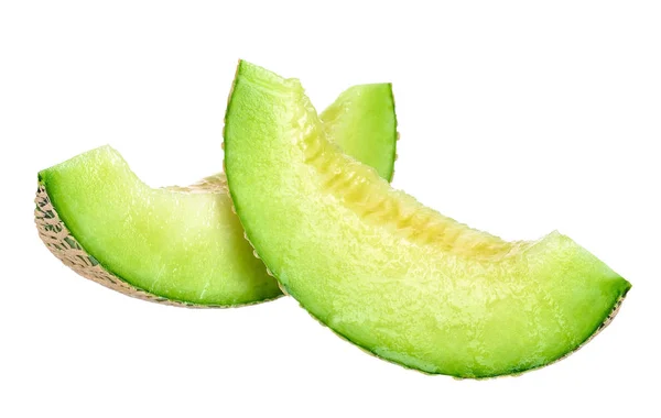 Rebanada de melón verde aislado sobre fondo blanco — Foto de Stock