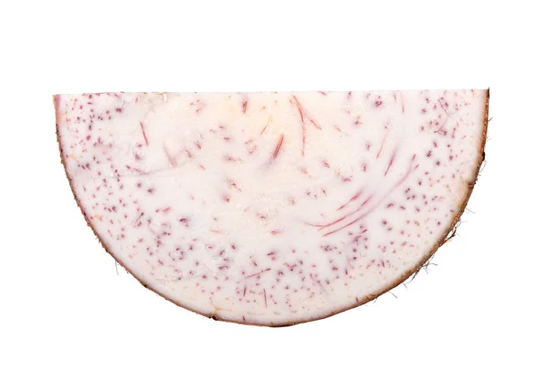 Fruta de taro de fatia isolada no fundo branco — Fotografia de Stock