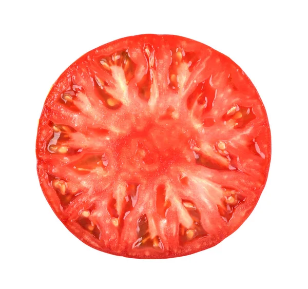 Metade do tomate isolado no fundo branco — Fotografia de Stock