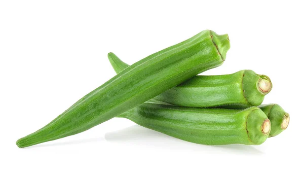 Okra vert isolé sur le fond blanc — Photo