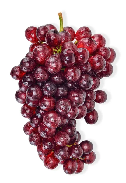 Von oben Rote Traube mit Wassertropfen isolierter Schneideweg — Stockfoto