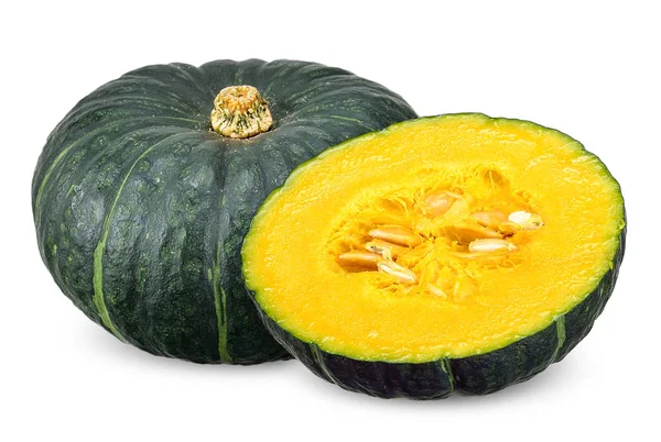 Green japanese pumpkin isolated clipping path — Stock Photo, Image