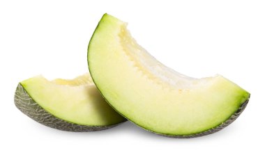 Dilimlenmiş kavun beyaz, kavun kırpma yolu hepsi odaklanmış.