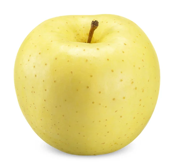 Gult Äpple Isolerat Vit Äpple Klippning Väg — Stockfoto