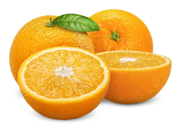 Sinaasappelfruit Half Geïsoleerd Wit Oranje Knippad — Stockfoto