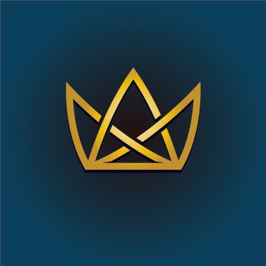 Altın taç doğrusal logo. Basit tarzı taç illüstrasyon.