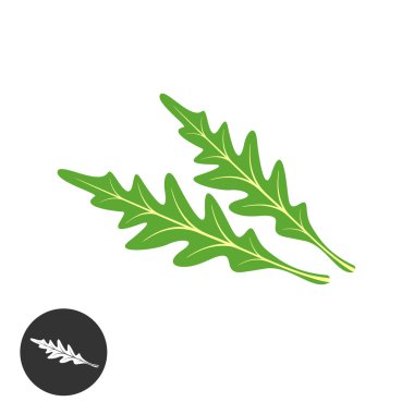 Siluet illüstrasyon Roka Salatası yeşil yaprakları.