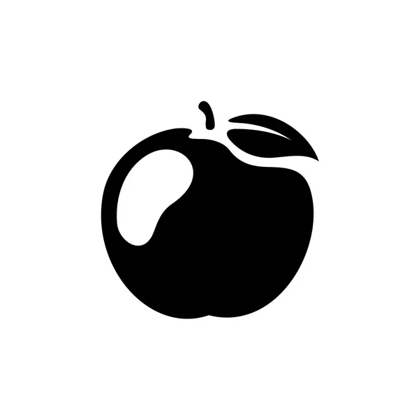 애플 그림입니다. 블랙 애플 과일 실루엣 기호. — 스톡 벡터