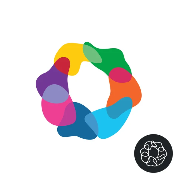 Абстрактні барвисті веселки прозорі фігури накладання круглого логотипу — стоковий вектор