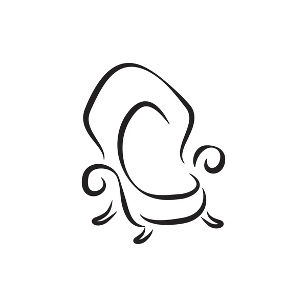 Silueta silla logotipo de la ilustración. Estilo de líneas negras elegante — Vector de stock
