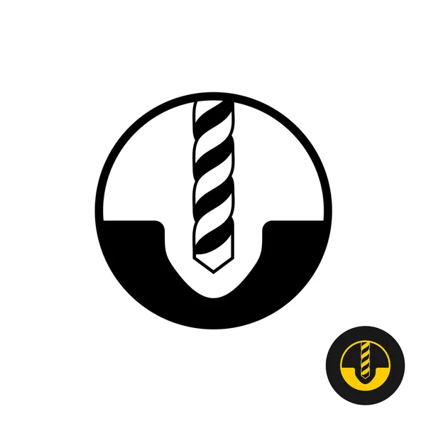 Fúrás szimbólum. Fekete Fúrószár lyukat egy felszíni ikon. — Stock Vector
