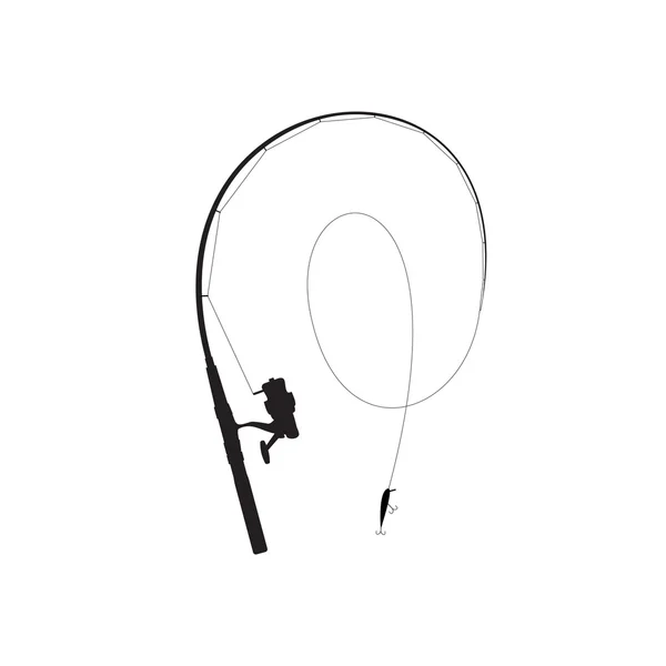 Canne à pêche silhouette noire . — Image vectorielle
