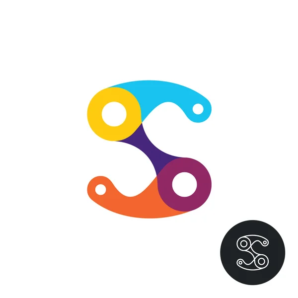 S harfi inşaat mech renkli logo bağlantılar — Stok Vektör
