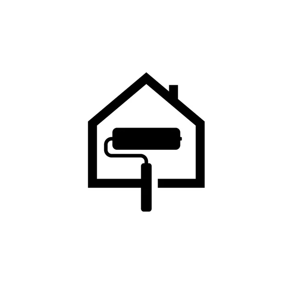 Casa pintura servicio negro icono — Vector de stock