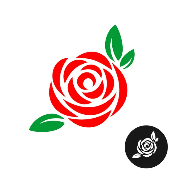 Rose Blume mit Blättern — Stockvektor