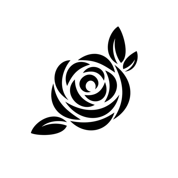 Flor de rosa con hojas — Archivo Imágenes Vectoriales