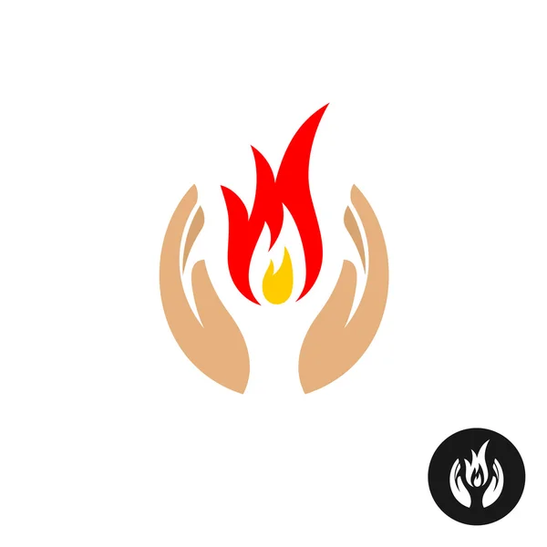 Care hands with fire — Stock Vector