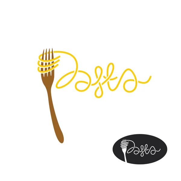 Pasta and fork logo — Stock Vector