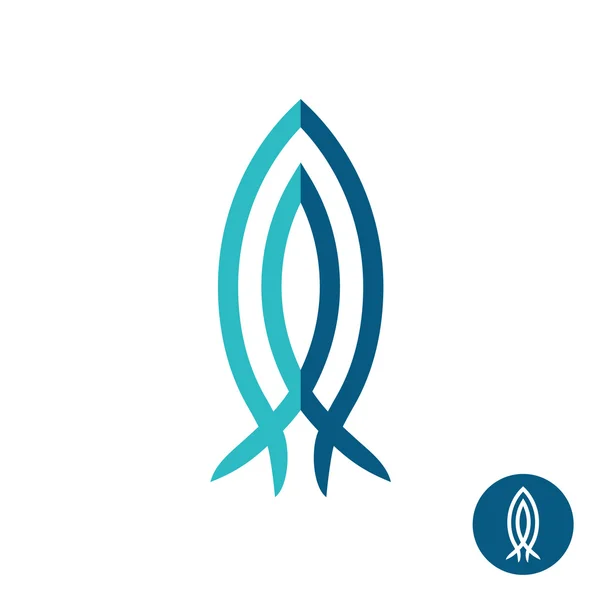 Fisch lineares Symbol Logo — Stockvektor