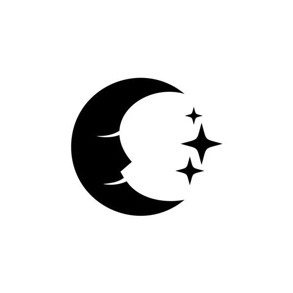 Moon face with stars black silhouette logo. Royalty Free Stock Vectors